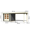 Abri de jardin en bois massif gris terre 5,95m² Askola 3,5 avec grand appentis – Karibu