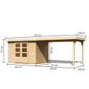 Abri de jardin en bois massif 6,55m² Askola 4 avec grand appentis – Karibu
