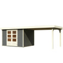 Abri de jardin en bois massif gris terre 7,43m² Askola 5 avec grand appentis – Karibu