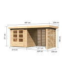 Abri de jardin en bois massif 4,62m² Askola 2 avec appentis-bûches 240cm – Woodfeeling