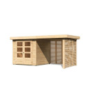 Abri de jardin en bois massif 4,62m² Askola 2 avec appentis-bûches 240cm – Woodfeeling