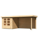 Abri de jardin en bois massif 4,62m² Askola 2 avec grand appentis et paroi arrière – Karibu