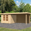 Abri de jardin en bois massif 5,95m² Askola 3,5 avec grand appentis et paroi arrière – Karibu