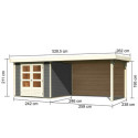 Abri de jardin en bois massif gris terre 5,95m² Askola 3,5 avec grand appentis et paroi arrière – Karibu