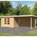 Abri de jardin en bois massif 7,43m² Askola 5 avec grand appentis et paroi arrière – Karibu