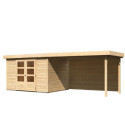 Abri de jardin en bois massif 7,43m² Askola 5 avec grand appentis et paroi arrière – Karibu
