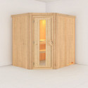 Sauna traditionnel d'angle SIIRIN 4 à 5 places 68mm sans couronne - avec porte à économie d'énergie KARIBU