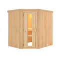 Sauna traditionnel d'angle SIIRIN 4 à 5 places 68mm sans couronne - avec porte à économie d'énergie KARIBU