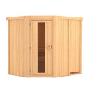 Sauna traditionnel d'angle SIIRIN 4 à 5 places 68mm sans couronne - avec porte à économie d'énergie KARIBU