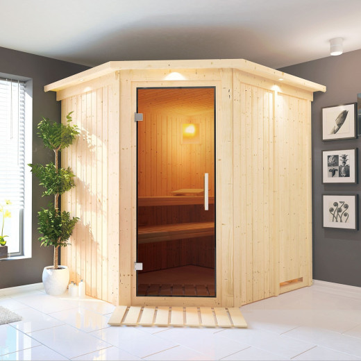 Sauna traditionnel d'angle SIIRIN 4 à 5 places 68mm KARIBU