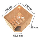 Sauna traditionnel d'angle SIIRIN 4 à 5 places 68mm KARIBU