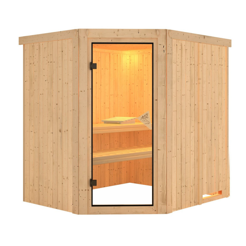 Sauna traditionnel d'angle SIIRIN 4 à 5 places 68mm KARIBU