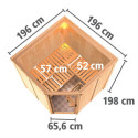 Sauna traditionnel d'angle JARIN 5 à 6 places 68mm KARIBU