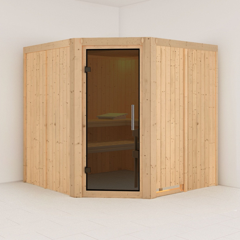 Sauna traditionnel d'angle JARIN 5 à 6 places 68mm KARIBU