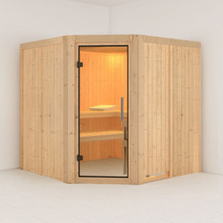 Sauna traditionnel d'angle JARIN 5 à 6 places 68mm KARIBU