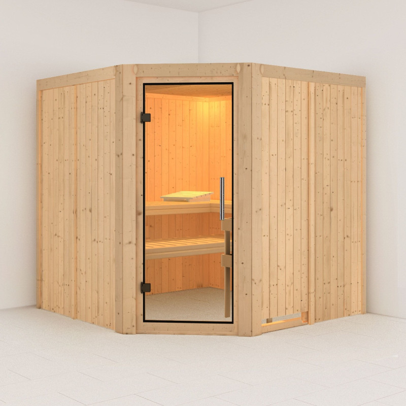 Sauna traditionnel d'angle JARIN 5 à 6 places 68mm KARIBU