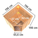 Sauna traditionnel d'angle JARIN 5 à 6 places 68mm KARIBU