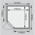 Sauna traditionnel d'angle JARIN 5 à 6 places 68mm KARIBU