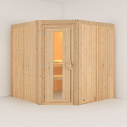 Sauna traditionnel d'angle JARIN 5 à 6 places 68mm KARIBU