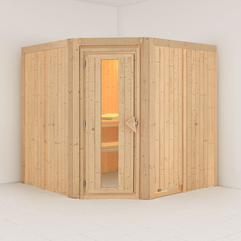 Sauna traditionnel d'angle JARIN 5 à 6 places 68mm KARIBU