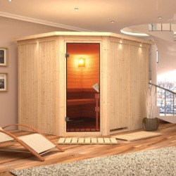 Sauna traditionnel d'angle MALIN 5 à 6 places 68mm KARIBU
