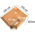 Sauna traditionnel d'angle MALIN 5 à 6 places 68mm KARIBU