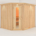 Sauna traditionnel d'angle MALIN 5 à 6 places 68mm KARIBU