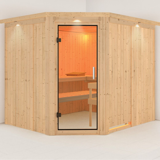 Sauna traditionnel d'angle MALIN 5 à 6 places 68mm KARIBU