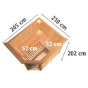 Sauna traditionnel d'angle MALIN 5 à 6 places 68mm KARIBU