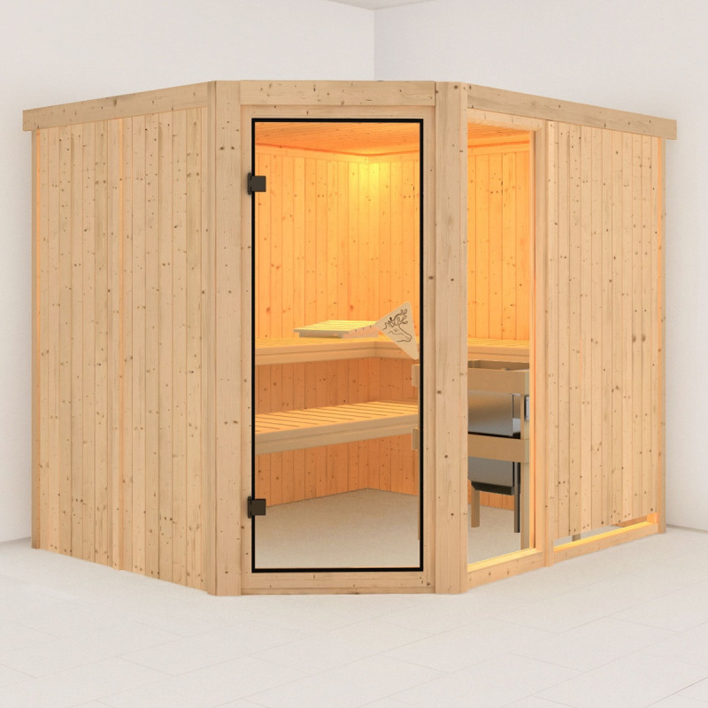 Sauna traditionnel d'angle FIONA 3 - 5 à 6 places 68mm KARIBU