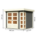 Abri de jardin en bois massif gris terre 5,25m² Kerko 3 – Karibu