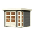 Abri de jardin en bois massif gris terre 5,25m² Kerko 3 – Karibu