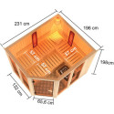 Sauna d'angle multifonctionnel AVA 5 à 6 places 68mm KARIBU