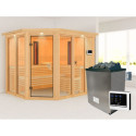 Sauna d'angle multifonctionnel AVA 5 à 6 places 68mm KARIBU
