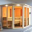Sauna d'angle multifonctionnel AVA 5 à 6 places 68mm KARIBU