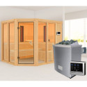 Sauna d'angle multifonctionnel AVA 5 à 6 places 68mm KARIBU