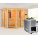Sauna d'angle multifonctionnel AVA 5 à 6 places 68mm KARIBU