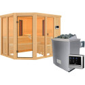 Sauna d'angle multifonctionnel AVA 5 à 6 places 68mm KARIBU