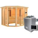 Sauna d'angle multifonctionnel AVA 5 à 6 places 68mm KARIBU