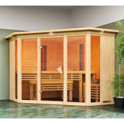 Sauna d'angle multifonctionnel ASTA 4 à 5 places 68mm KARIBU