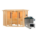 Sauna d'angle multifonctionnel ASTA 4 à 5 places 68mm KARIBU
