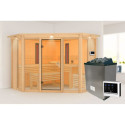 Sauna d'angle multifonctionnel ASTA 4 à 5 places 68mm KARIBU