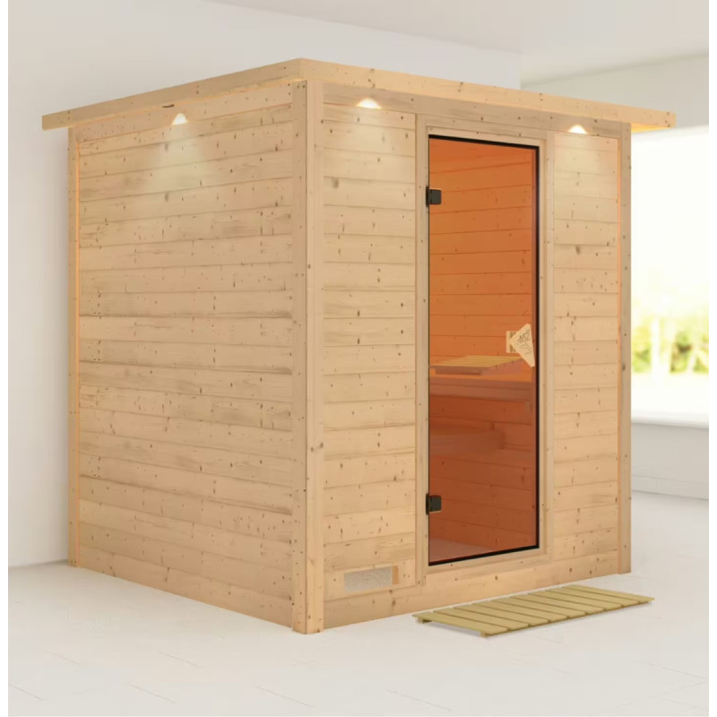 Sauna traditionnel MOJAVE 5 à 6 places 38mm avec couronne et porte classique KARIBU
