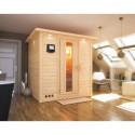 Sauna traditionnel MOJAVE 5 à 6 places 38mm avec couronne et porte à économie d'énergie KARIBU