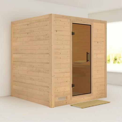 Sauna traditionnel MOJAVE 5 à 6 places 38mm sans couronne - avec porte moderne KARIBU