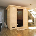 Sauna traditionnel MOJAVE 5 à 6 places 40mm avec couronne et porte moderne KARIBU
