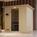 Sauna traditionnel MOJAVE 5 à 6 places 40mm avec couronne et porte moderne KARIBU