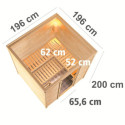 Sauna traditionnel MOJAVE 5 à 6 places 38mm sans couronne - avec porte en verre clair KARIBU