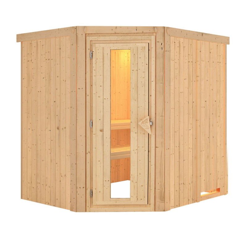 Sauna traditionnel d’angle Lilja Plug &Play - 4 à 6 places 68mm KARIBU