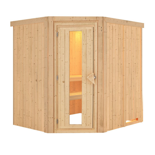 Sauna traditionnel d’angle Lilja Plug &Play - 4 à 6 places 68mm KARIBU